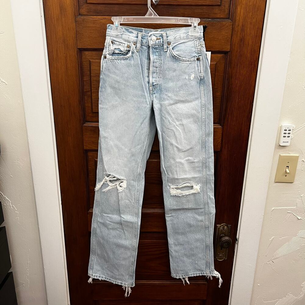 RE/DONE 90's High Rise Loose Nu Disco Destroy sz 24 NWT's Light wash $315
